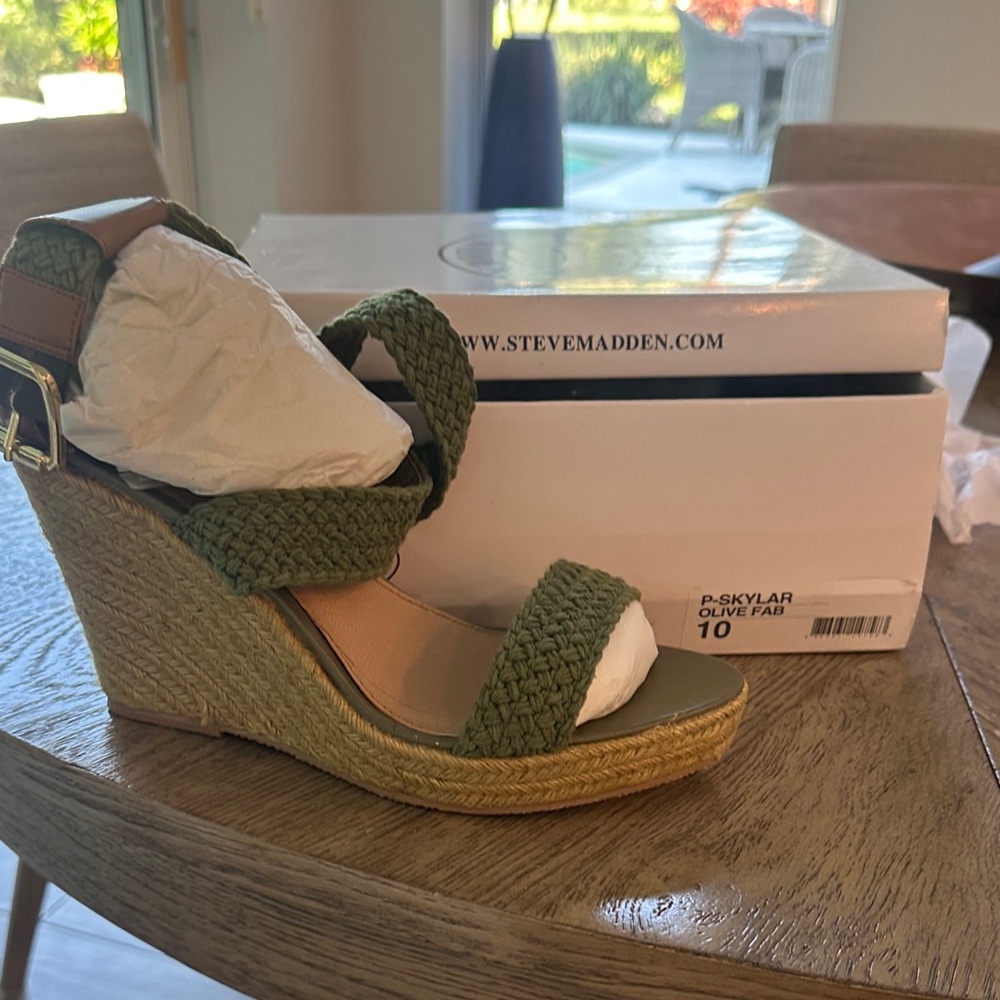 Steve Madden Skylar Wedges - Olive Green  - worn once